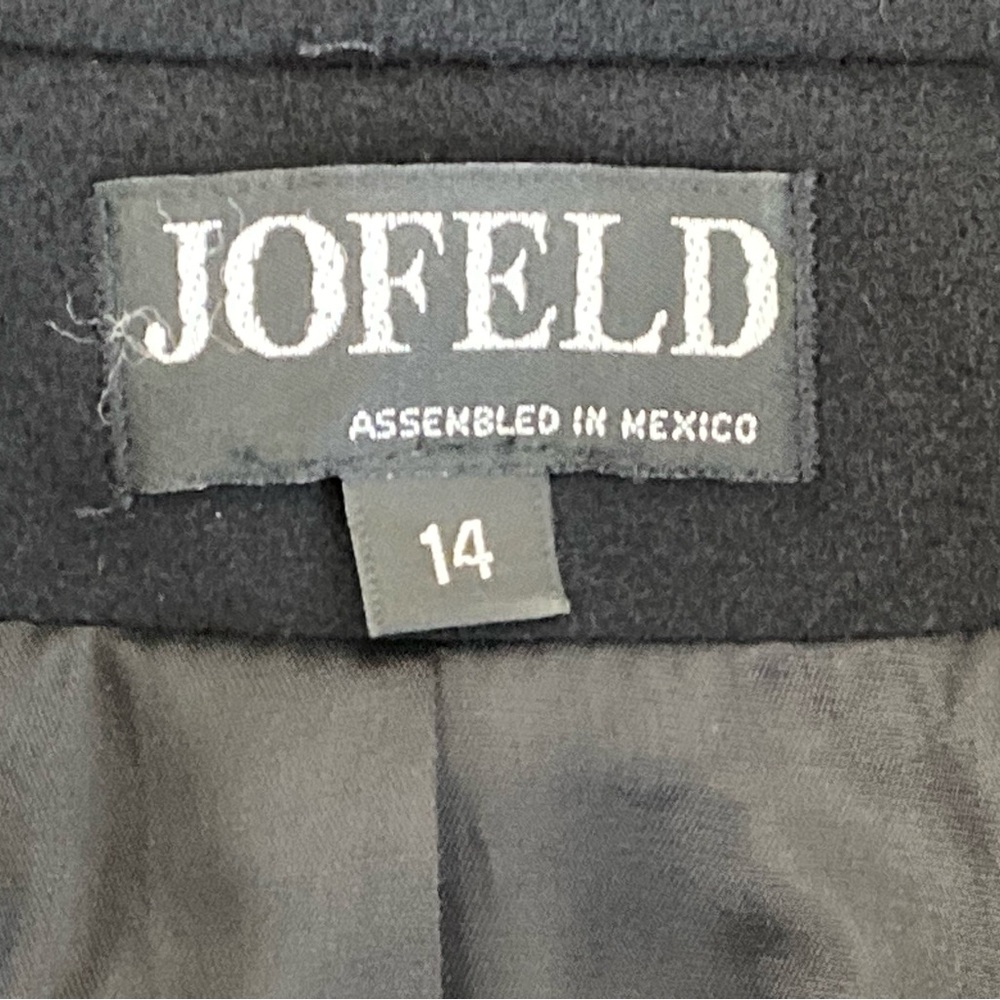 Vtg 80s 90s Jofeld Long Black Wool Blend Double Breasted Coat Overcoat Women’s L - Picture 9 of 16